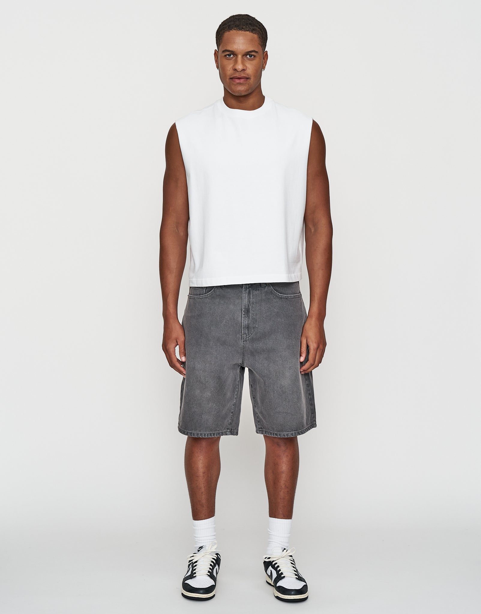 Relaxed Fit Denim Shorts in Grey | Hallensteins NZ