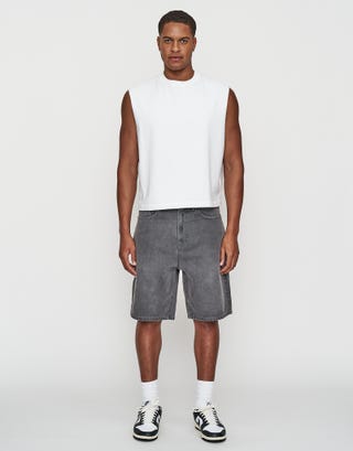 Relaxed Fit Denim Shorts in Grey Full