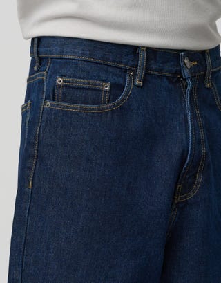 Relaxed Fit Denim Shorts in Indigo Blue Detail3