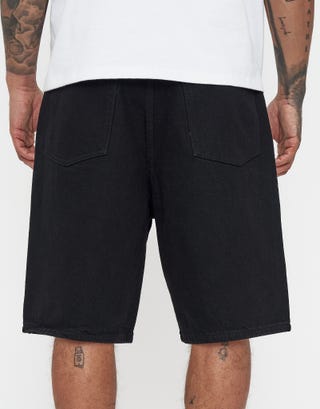 Relaxed Fit Denim Shorts in Jet Black Back