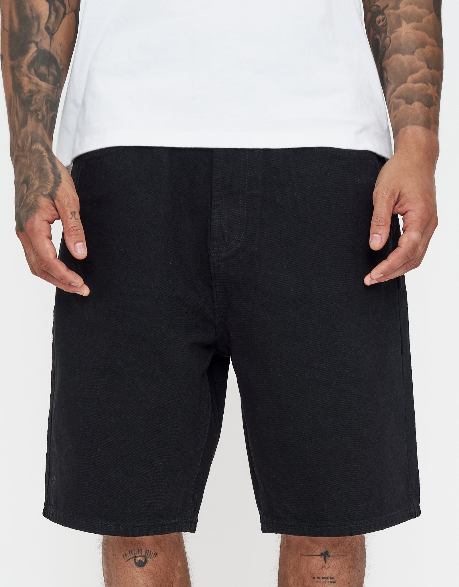 Relaxed Fit Denim Shorts in Jet Black | Hallensteins NZ
