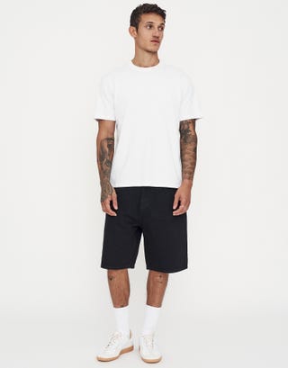 Relaxed Fit Denim Shorts in Jet Black Full