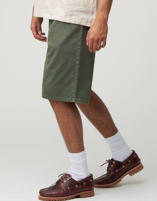 Relaxed Fit Denim Shorts in Khaki Detail2