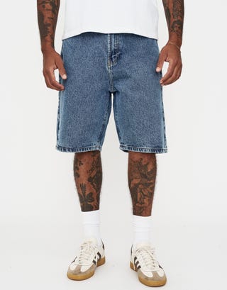 Relaxed Fit Denim Shorts in Lt Blue Detail2