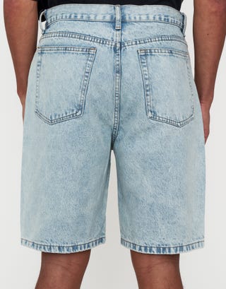 Relaxed Fit Denim Shorts in Vintage Light Blue Back