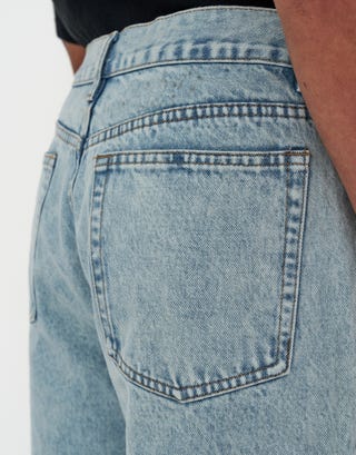 Relaxed Fit Denim Shorts in Vintage Light Blue Detail