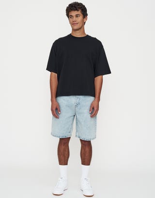 Relaxed Fit Denim Shorts in Vintage Light Blue Full