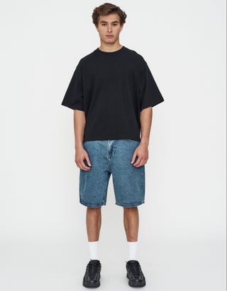 Relaxed Fit Denim Shorts in Vintage Mid Blue Full