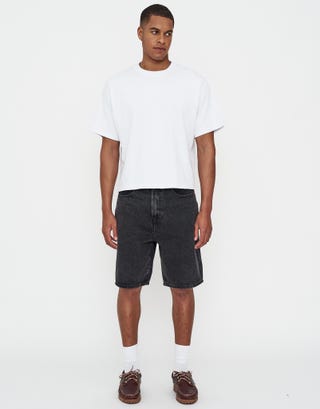 Relaxed Fit Denim Shorts in Washed Black Full
