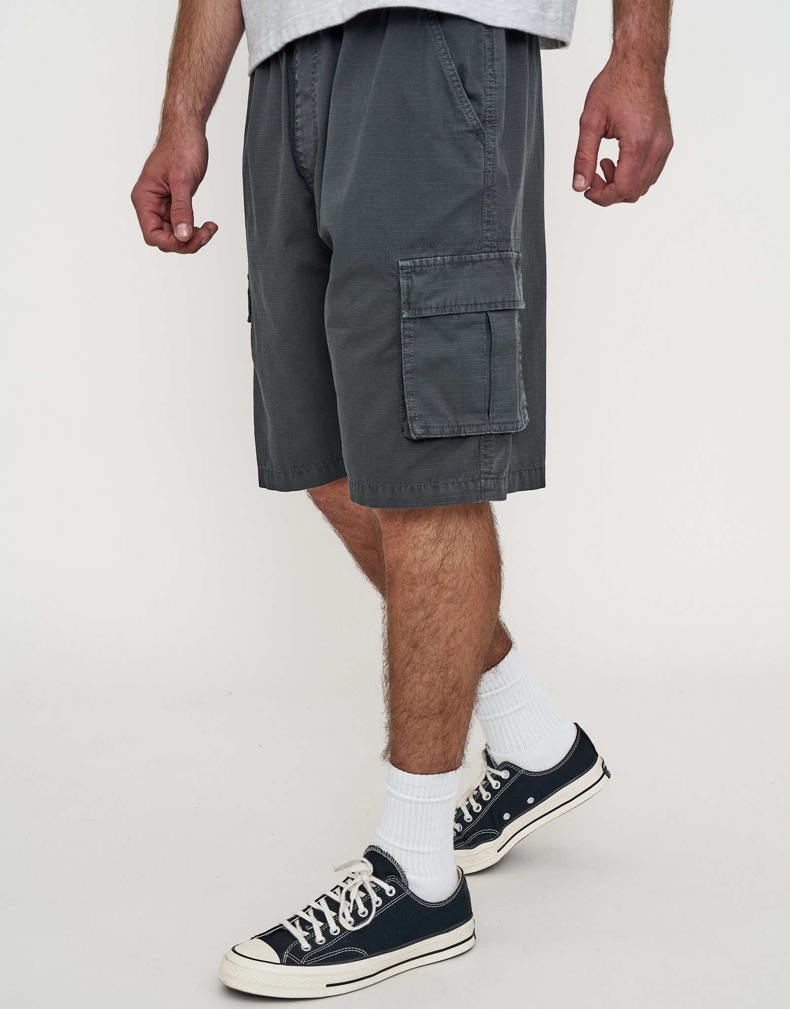 Ripstop Relaxed Cargo Shorts in Charcoal | Hallensteins NZ