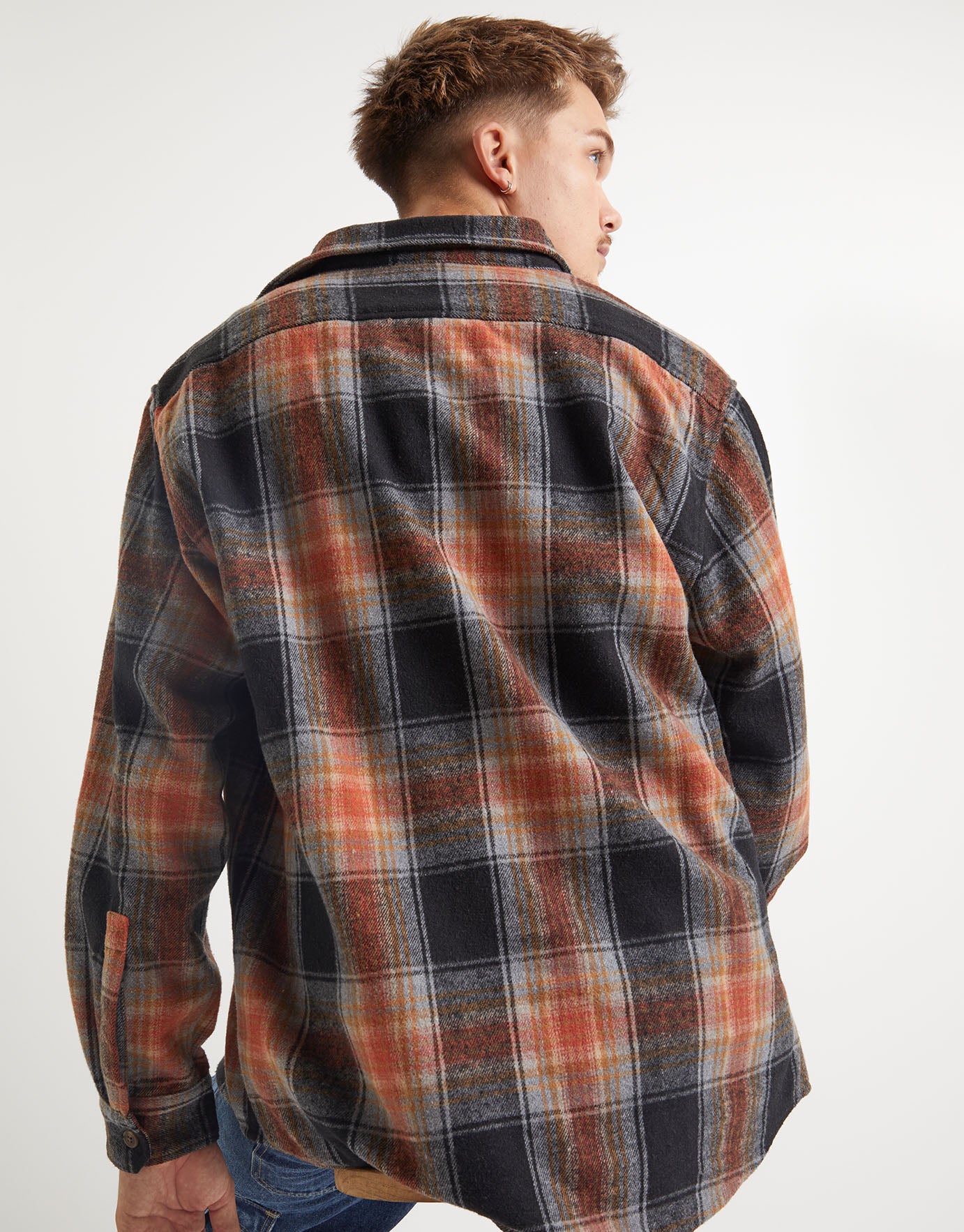 Roy Check Overshirt in Orange 