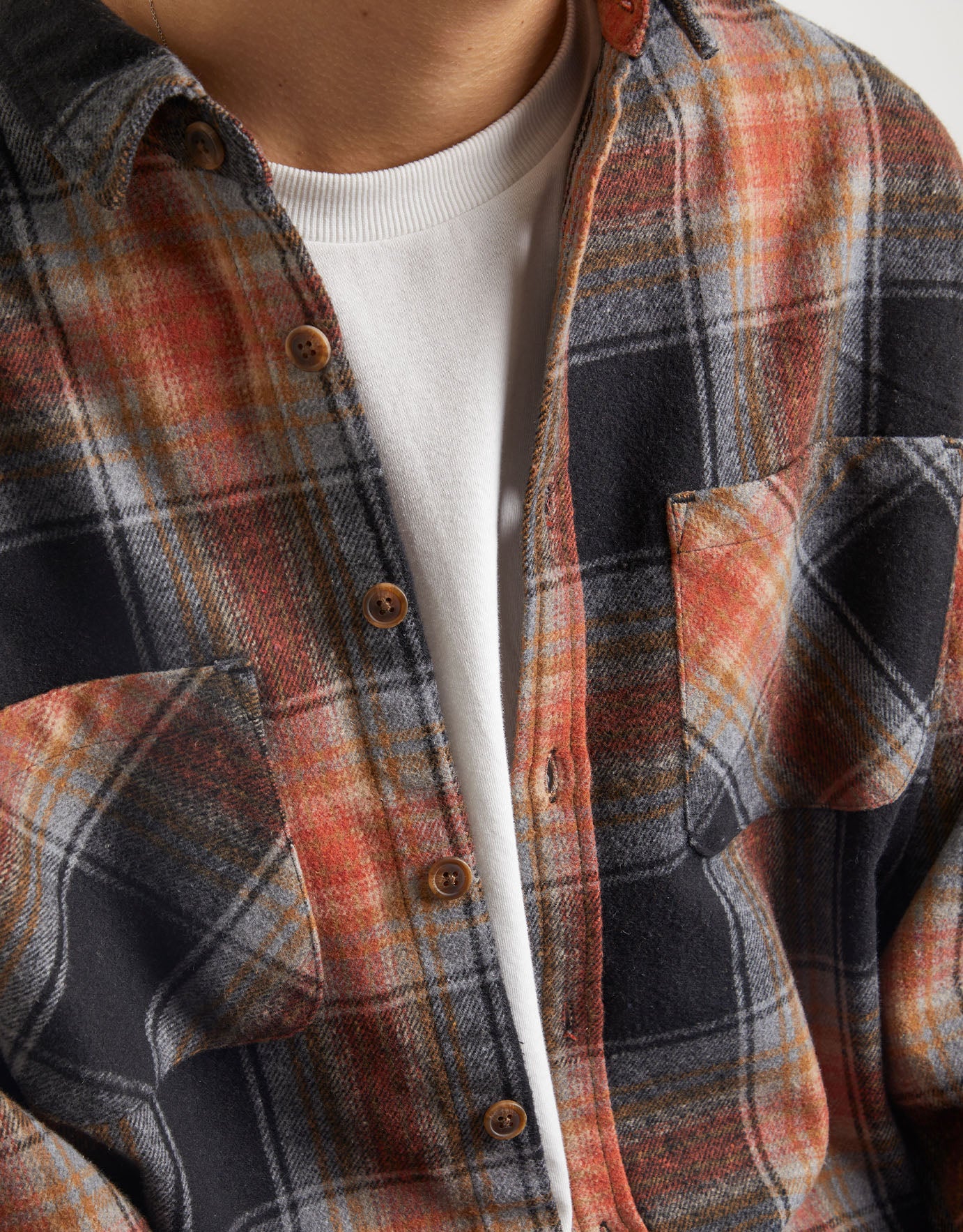 Roy Check Overshirt in Orange 