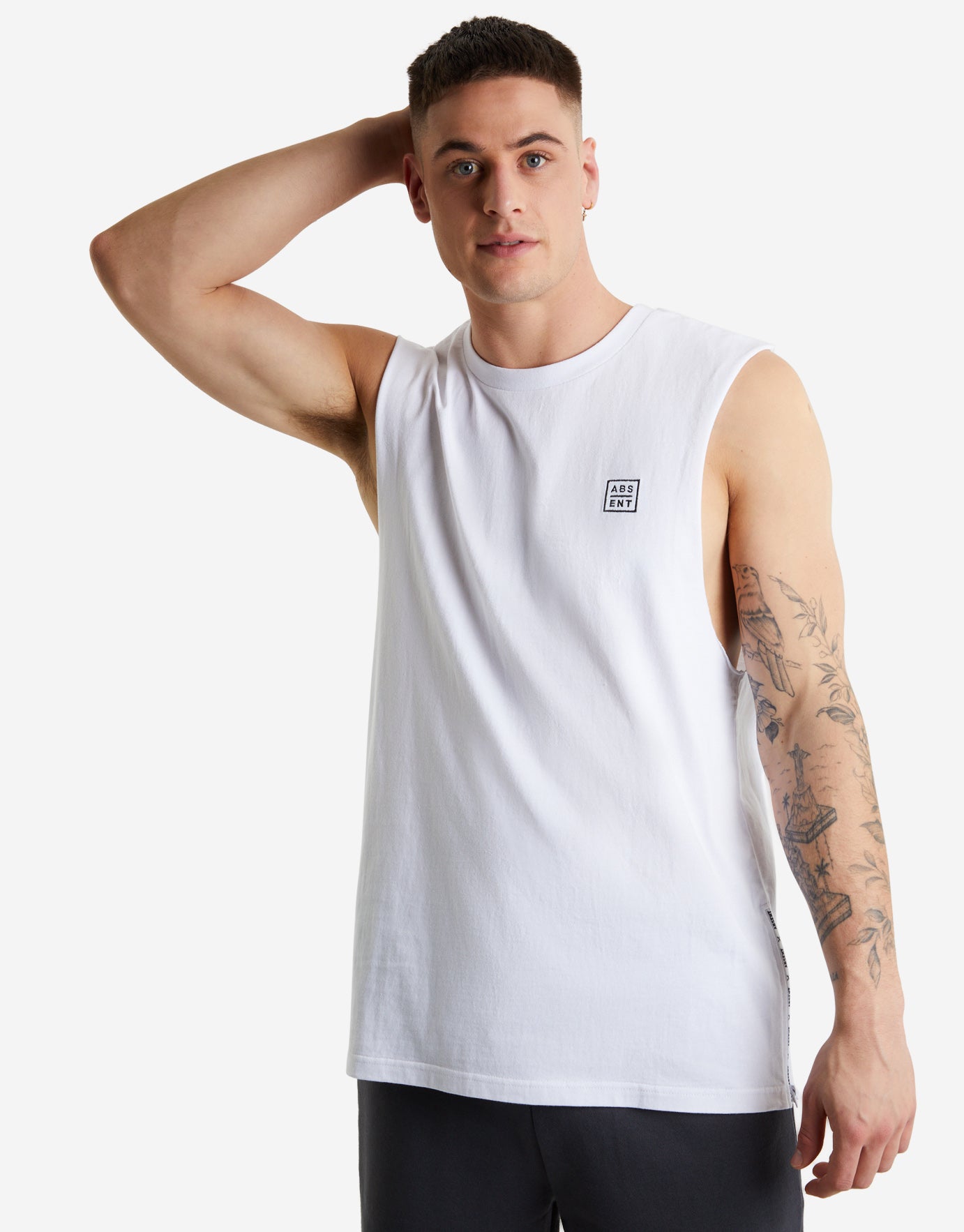 plain white muscle tee