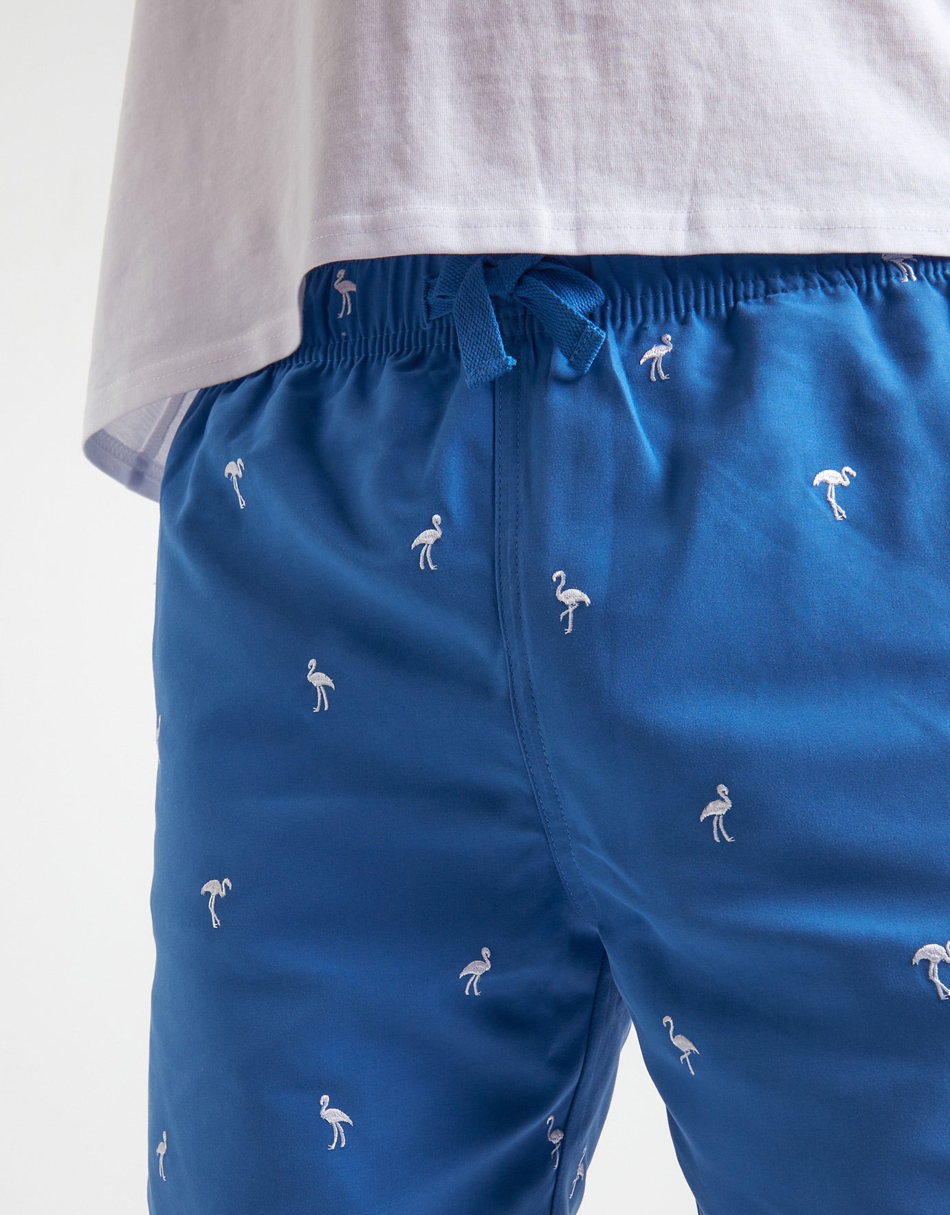 Embroidered Flamingo Swim Shorts in 