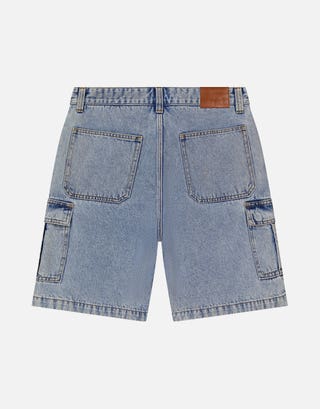 Relaxed Fit Cargo Jorts in Blue Back