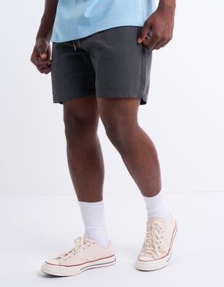 Twill Elastic Waist Shorts in Charcoal Detail2