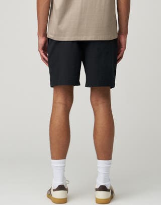 Crinkle Texture Elastic Waist Shorts in Black Back