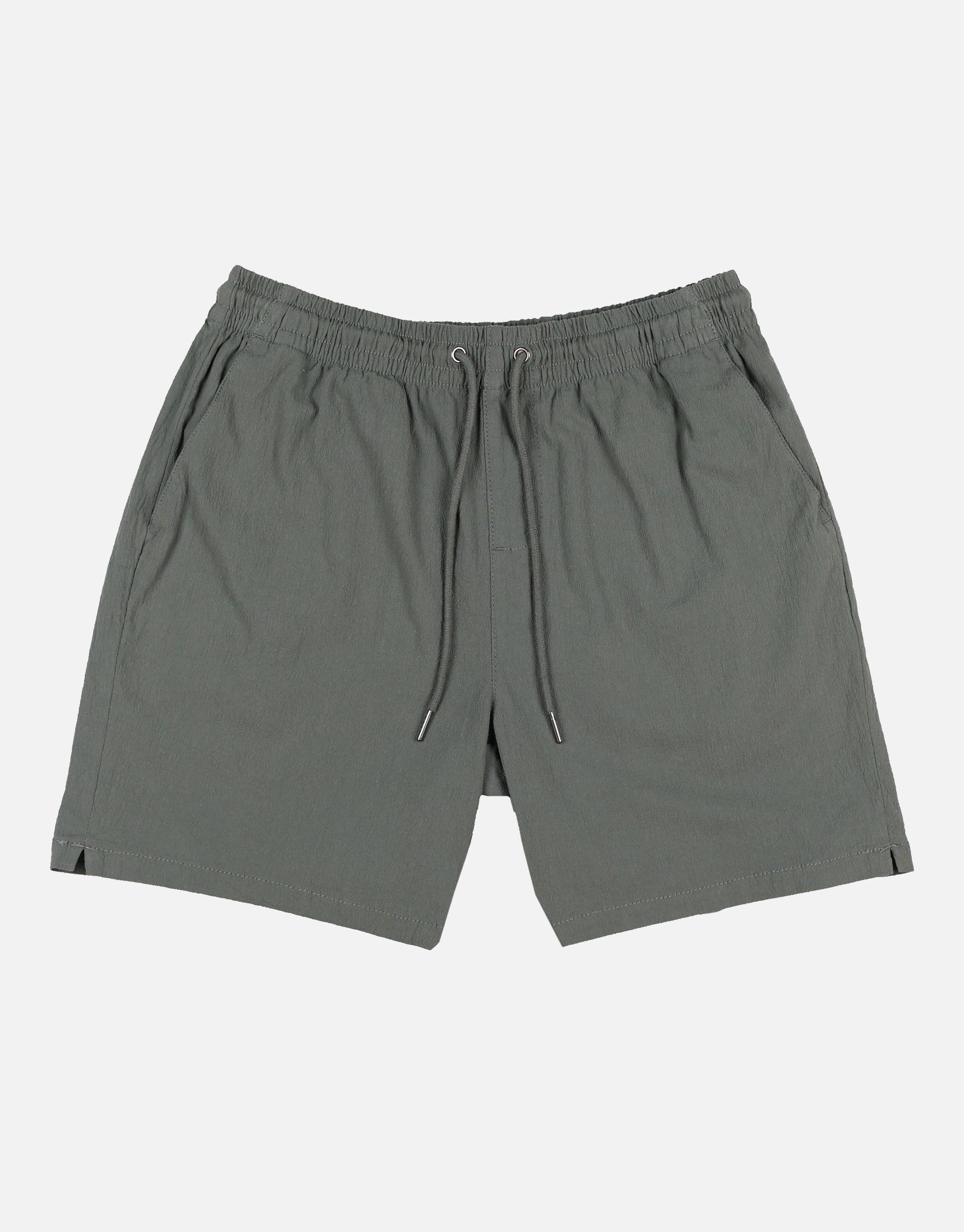 Crinkle Texture Elastic Waist Shorts in Charcoal | Hallensteins NZ