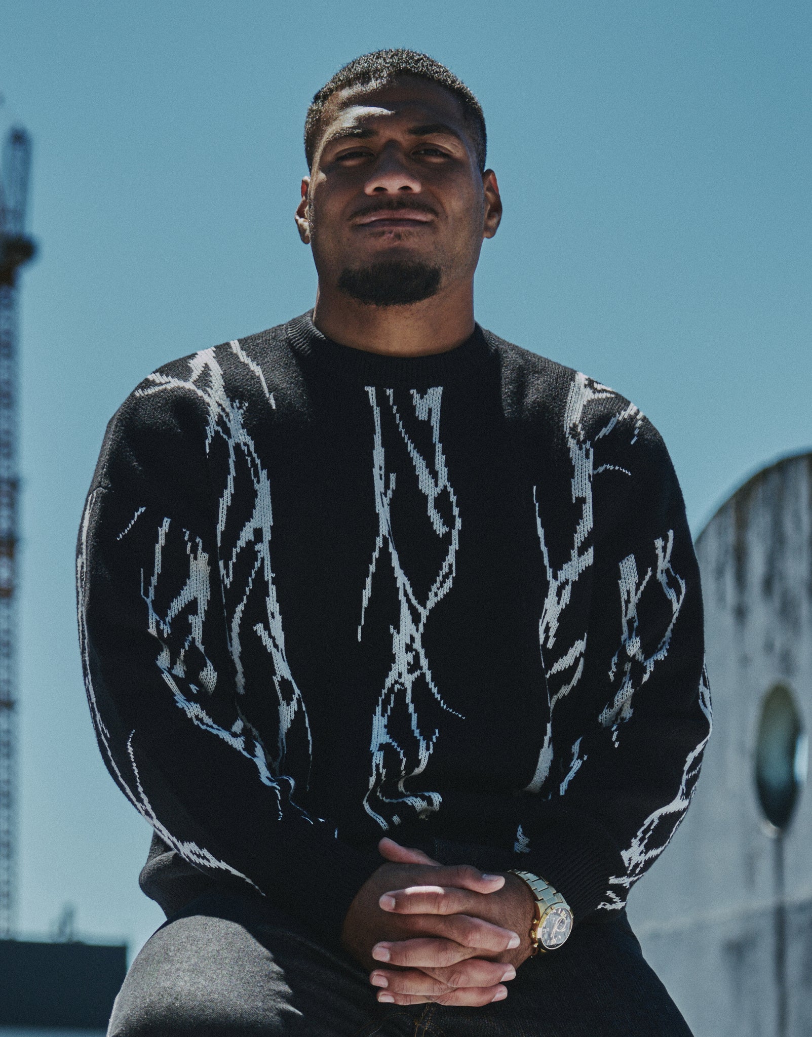 Sacred Relaxed Knit Jumper in Black | Hallensteins NZ