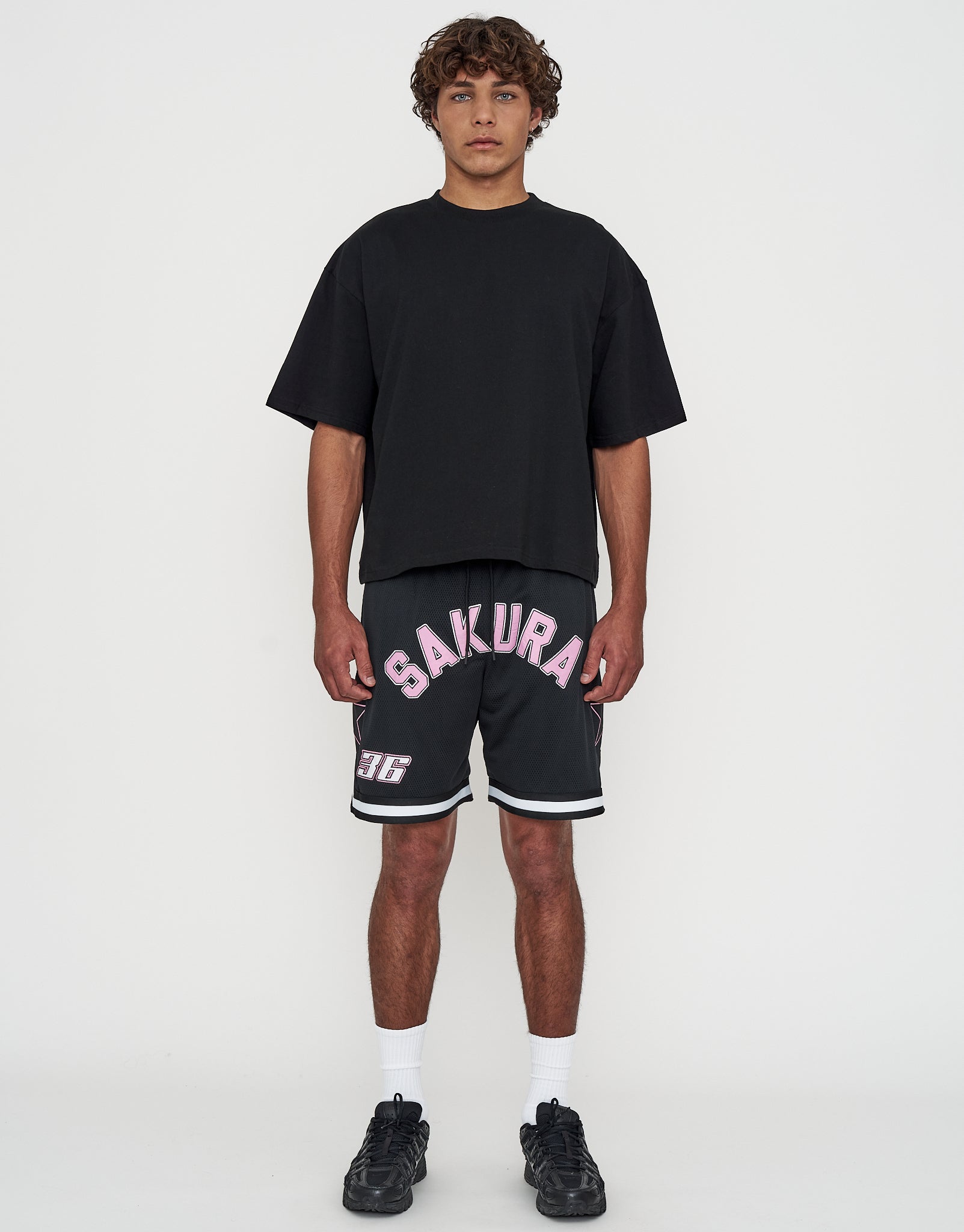 Sakura Basketball Shorts in Black | Hallensteins NZ