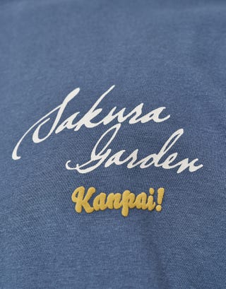 Sakura Garden Relaxed Fit T Shirt in Space Blue Detail2