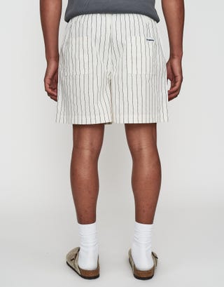 Salerno Elastic Waist Shorts in White Back