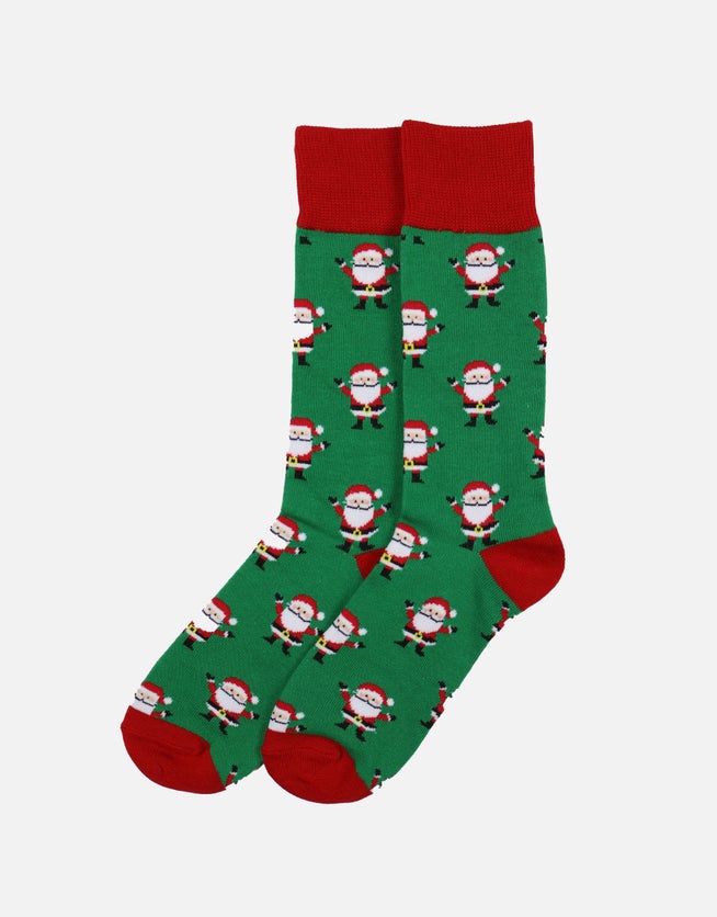 Santa Print Dress Socks In Green Hallensteins AU santa-print-dress-socks-in-green-hallensteins-au