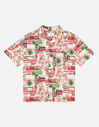 Santa Holiday Short Sleeve Shirt in White Detail3