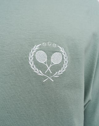 Santorini Social Club Relaxed Fit T Shirt in Pistachio Green Detail