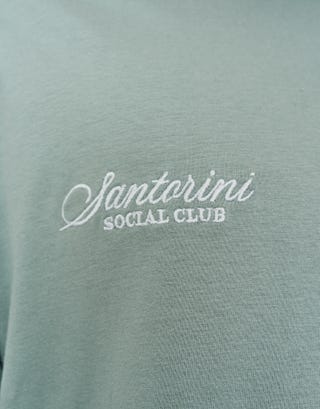 Santorini Social Club Relaxed Fit T Shirt in Pistachio Green Detail2