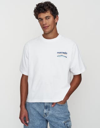 Sardinha Cropped Relaxed Fit T Shirt in Blanc Back