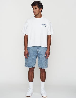 Sardinha Cropped Relaxed Fit T Shirt in Blanc Full