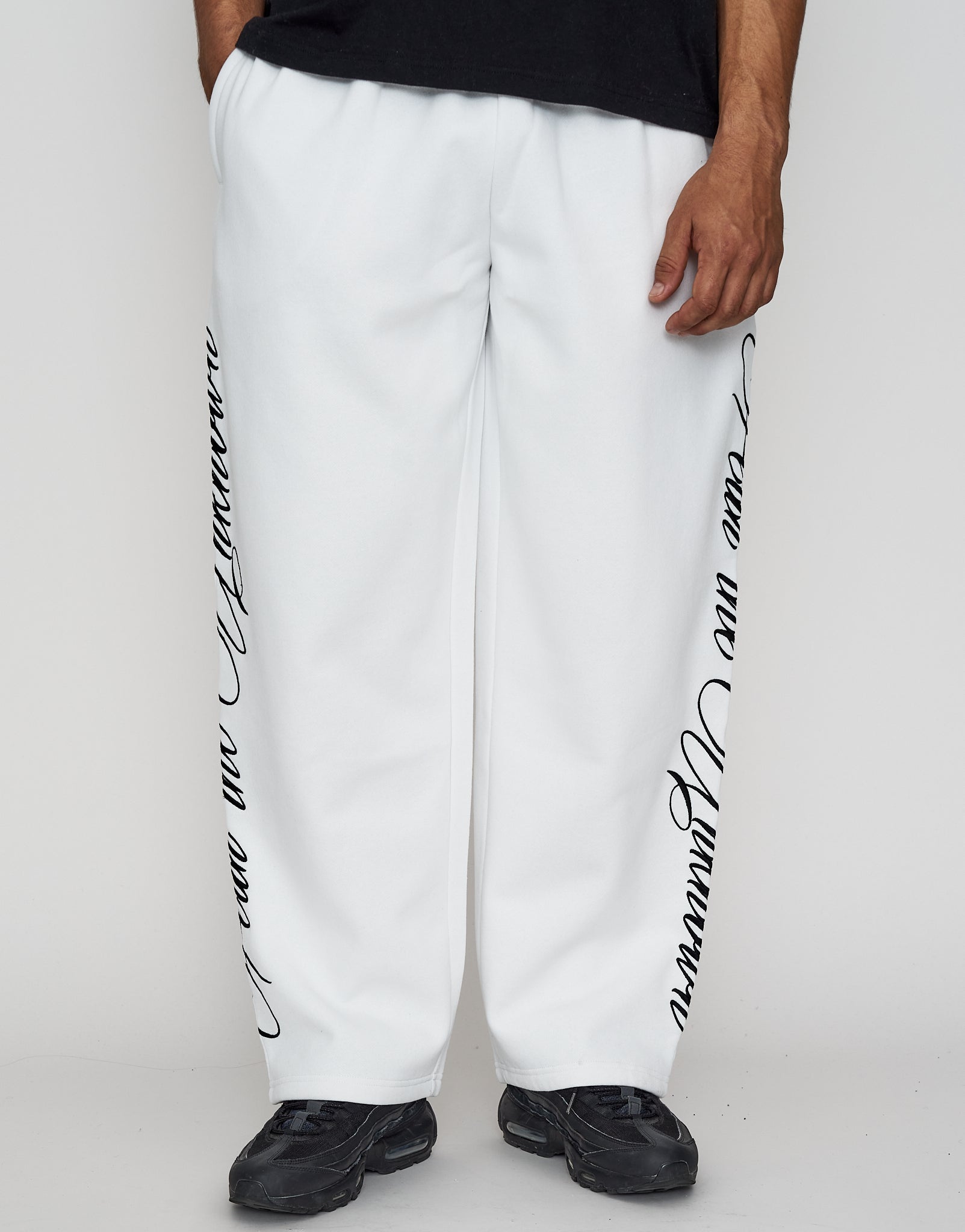 Script Wide Leg Track Pants in Blanc | Hallensteins NZ