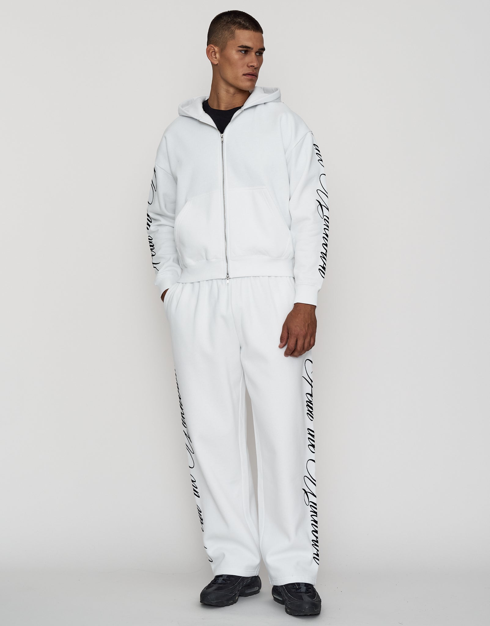 Script Wide Leg Track Pants in Blanc | Hallensteins AU