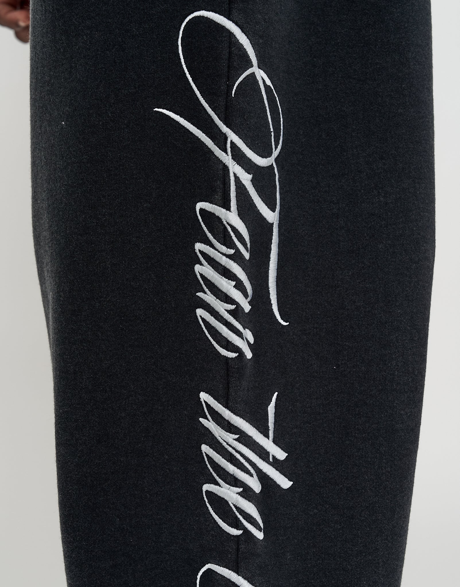 Script Wide Leg Track Pants in Washed Black | Hallensteins NZ