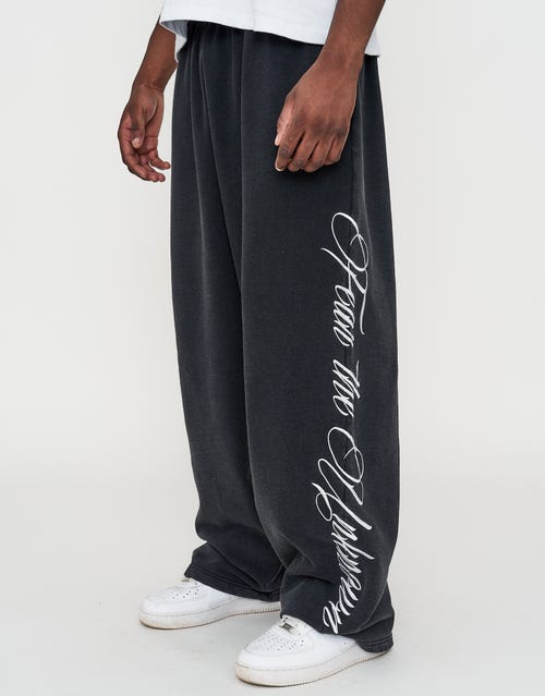 Script Wide Leg Track Pants