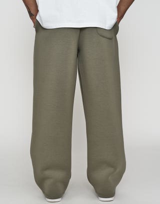 Scuba Wide Leg Track Pants in Moss Green Back