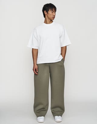 Scuba Wide Leg Track Pants in Moss Green Detail3
