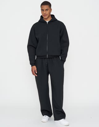 Oversized Scuba Zip Up Hoodie in Black Detail2