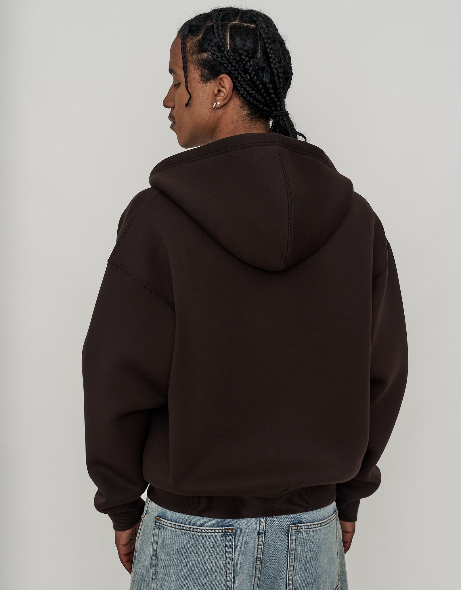 Scuba Oversized Cropped Zip Up Hoodie in Brown | Hallensteins NZ
