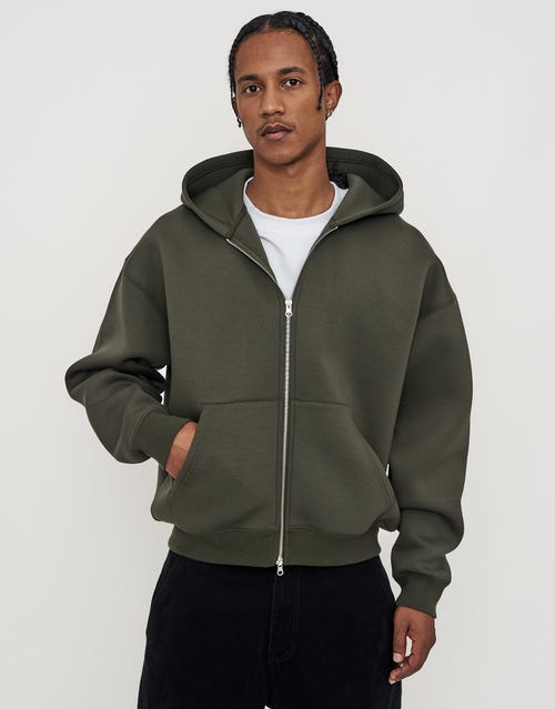 Scuba Oversized Cropped Zip Up Hoodie