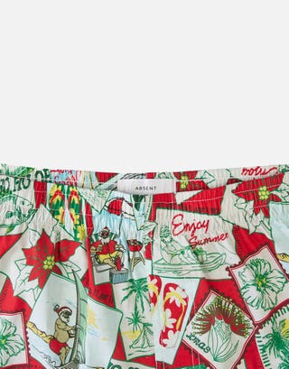 Season's Greetings Print Boxers in Red Back