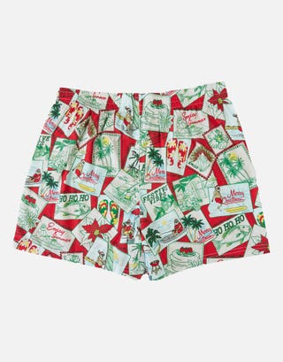 Season's Greetings Print Boxers in Red Full