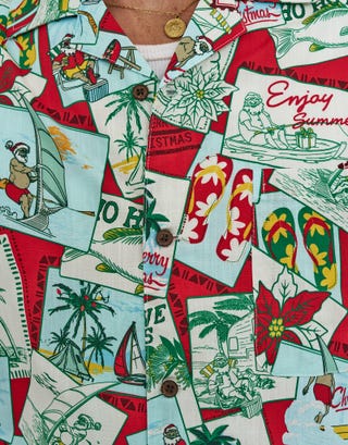 Seasons Greetings Short Sleeve Shirt in Mint Detail