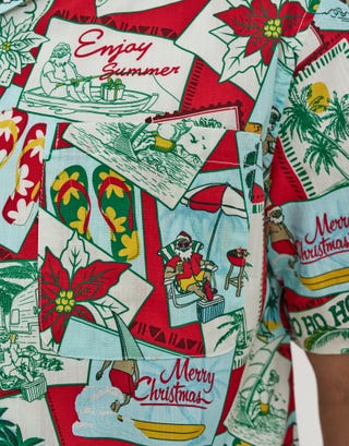 Seasons Greetings Short Sleeve Shirt in Mint Detail2