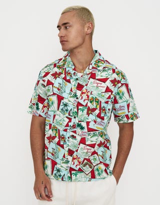 Seasons Greetings Short Sleeve Shirt in Mint Front