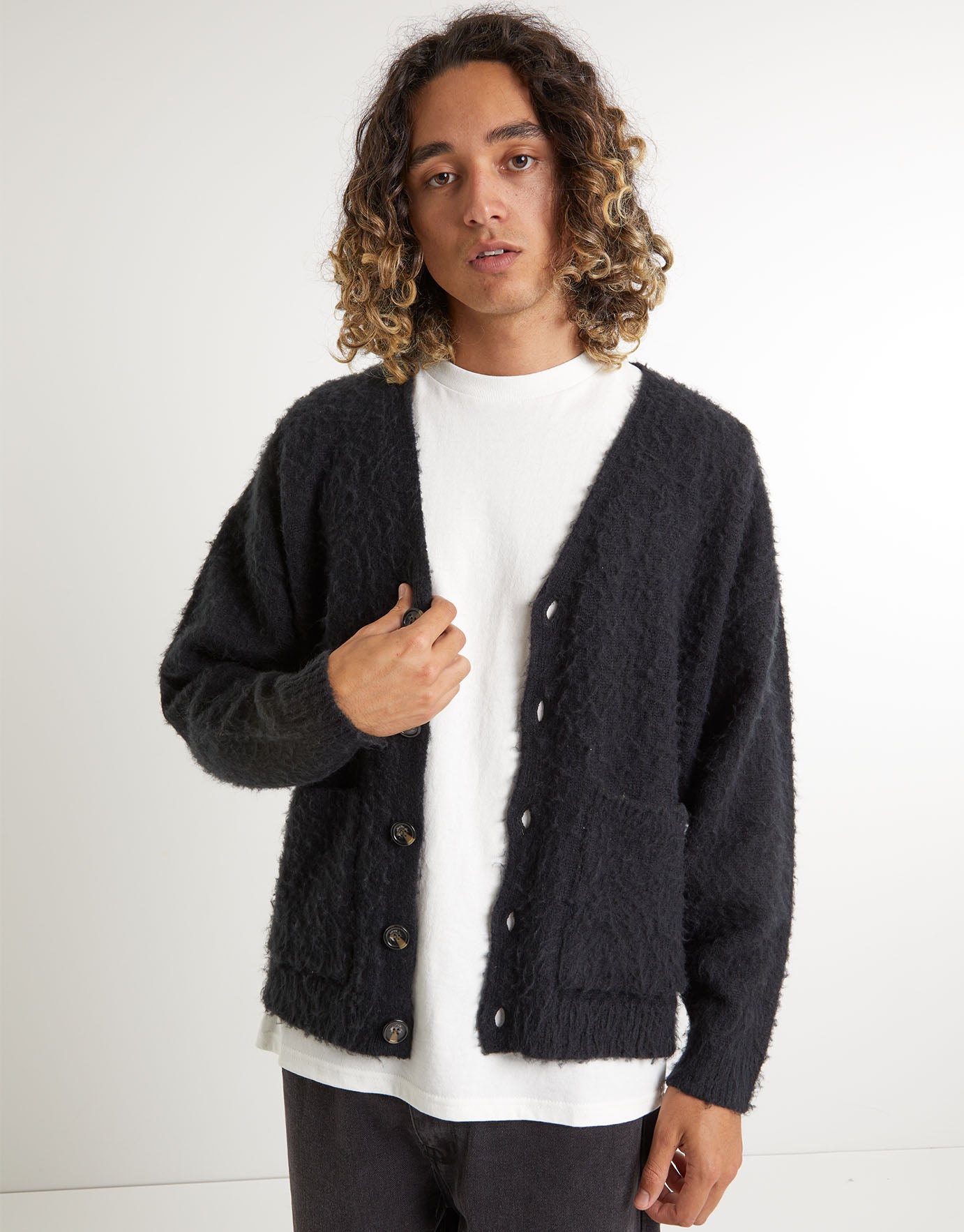 Plain Cardigan in Black | Hallensteins NZ