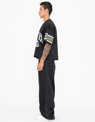 Cropped Shibuya Football Jersey in Black Detail2