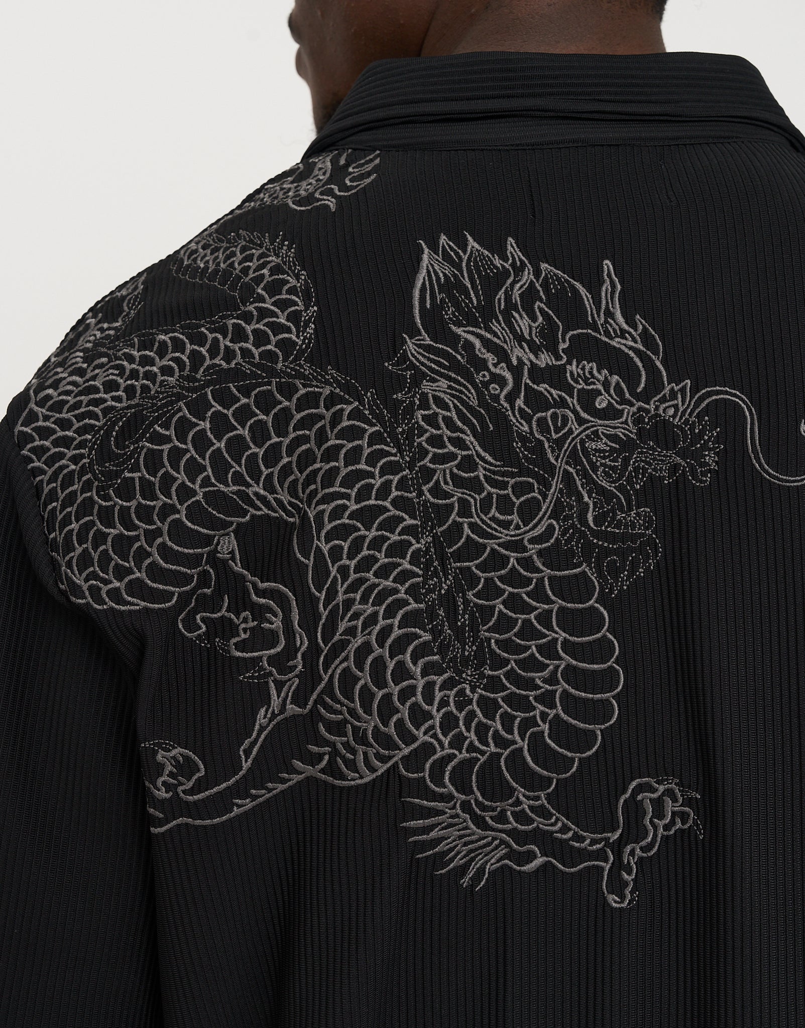 Dragon Plisse Short Sleeve Shirt in Black | Hallensteins NZ