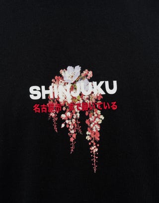 Shinjuku Box Fit T Shirt in Black Detail